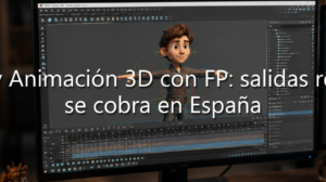 Persona diseñando un personaje animado en 3D en un programa de ordenador